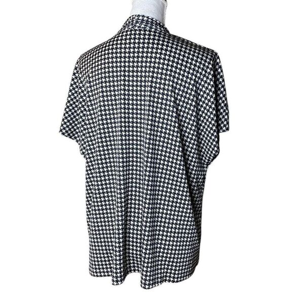 Jules & Leopold Womens Black White Houndstooth V-Neck Dolman Blouse Top Size 2X - Picture 2 of 3